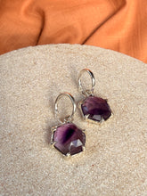 Load image into Gallery viewer, Eden Amethyst Silver Hoops