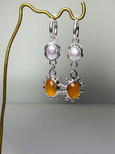 Load image into Gallery viewer, At Dusk Sterling Silver Carnelian & Pearl Earrings