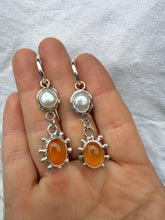 Load image into Gallery viewer, At Dusk Sterling Silver Carnelian & Pearl Earrings