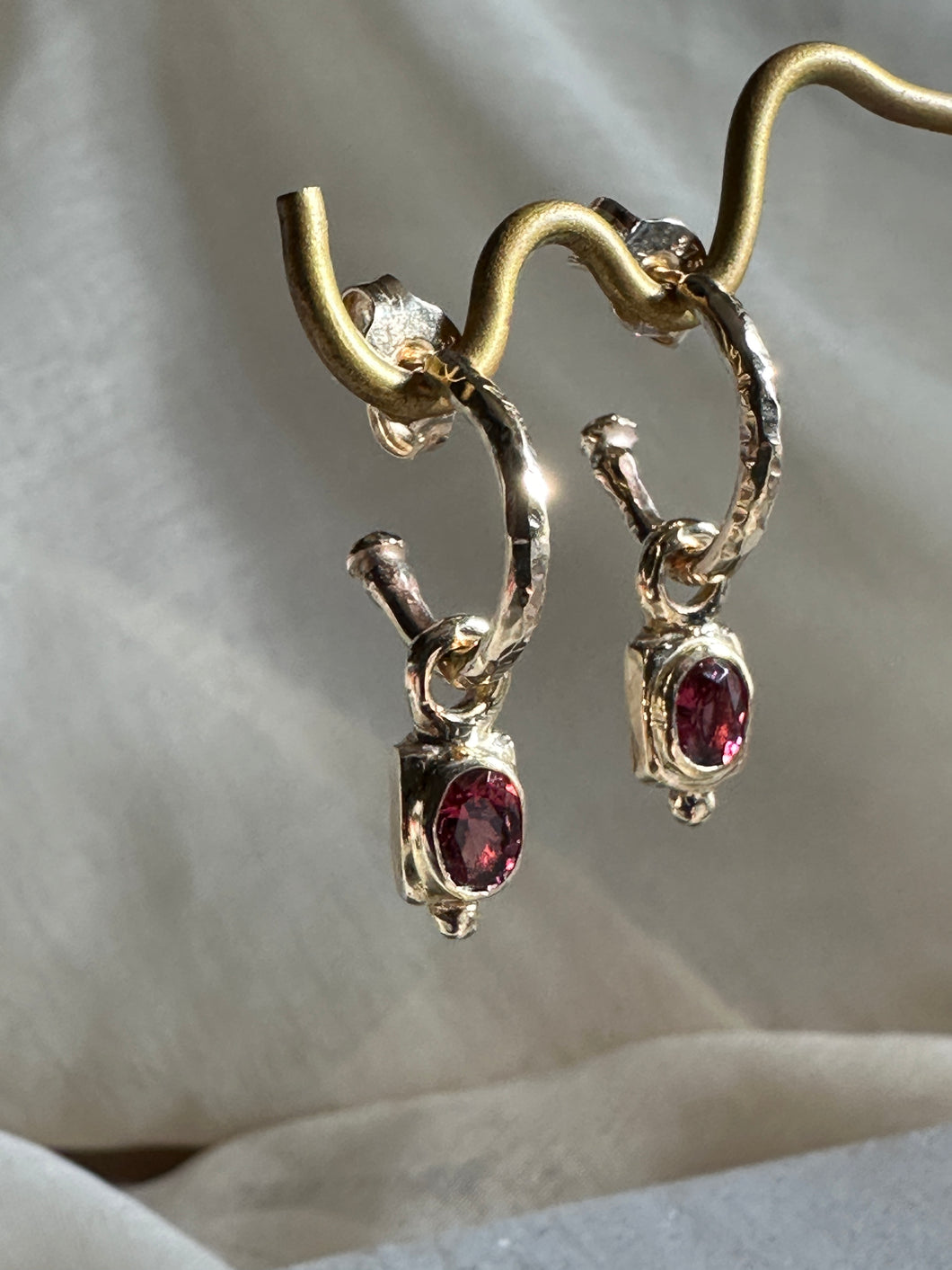 RUSTIC RASPBERRY 9ct Garnet Ear Charms