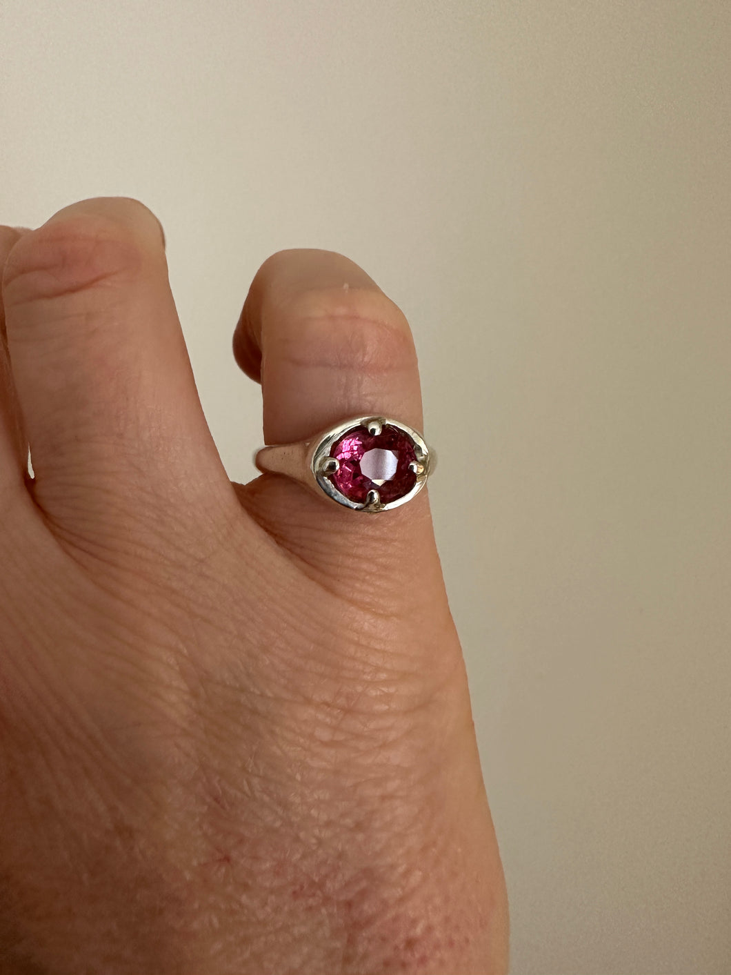 Fuchsia Love tourmaline & silver ring