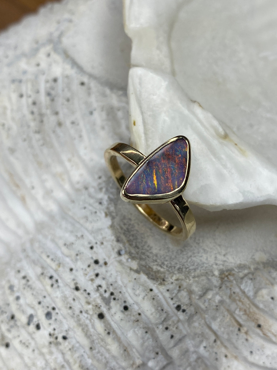 Playa Sunset Opal and 9ct Gold Ring