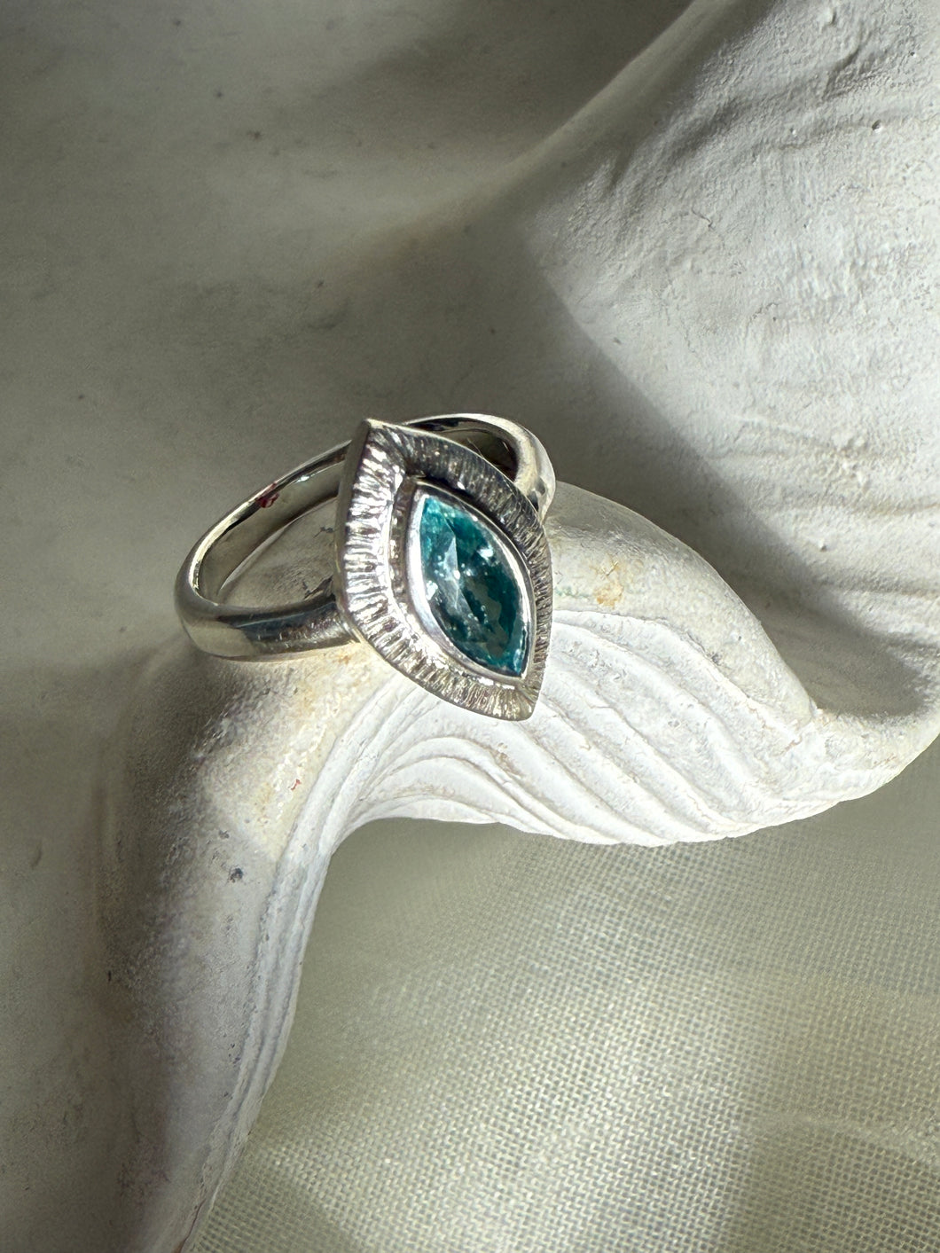 Ocean's Eye Natural Zircon Silver Ring
