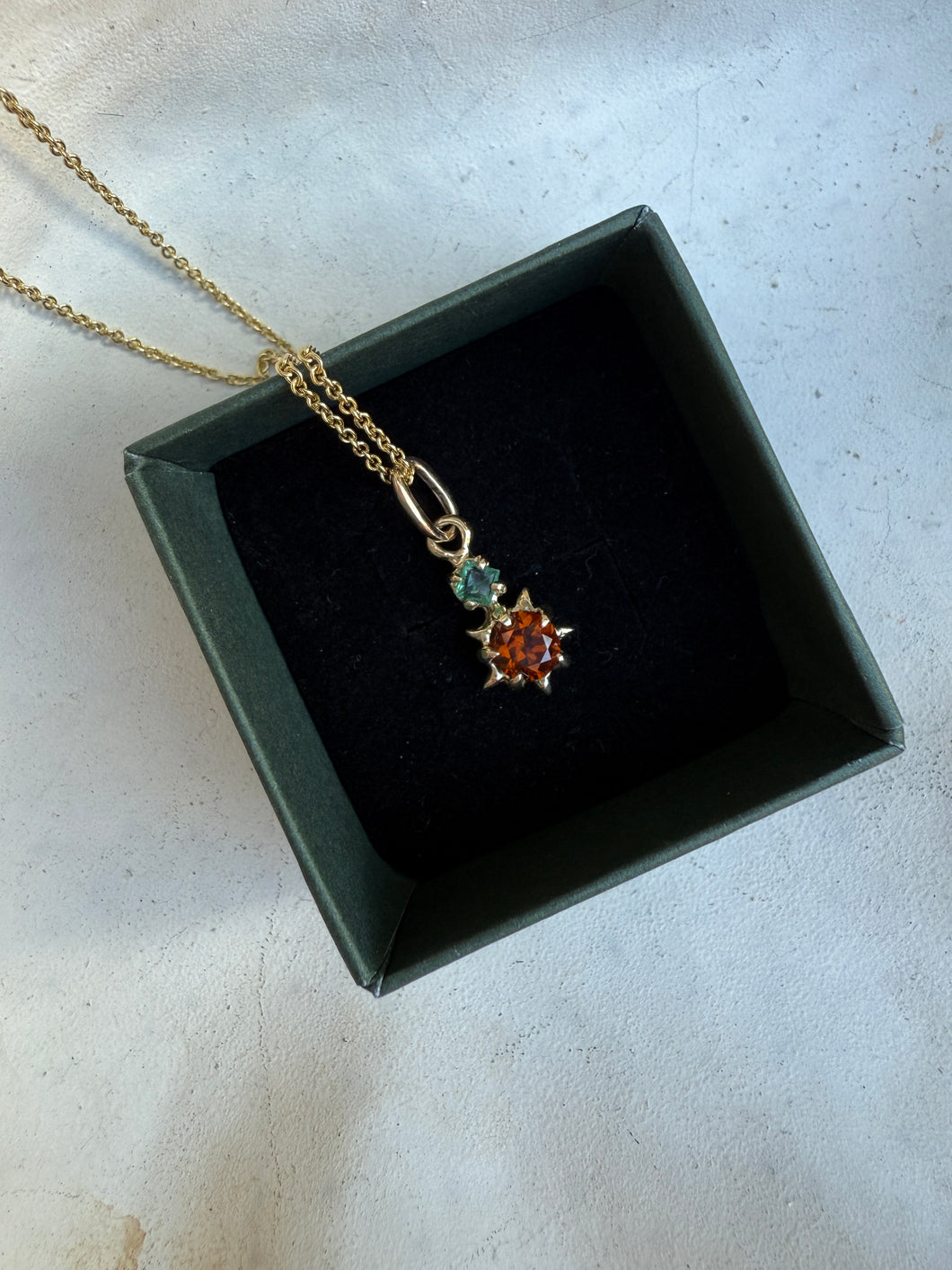 Into the Wild 9ct Gold Natural Zircon & Emerald Chain