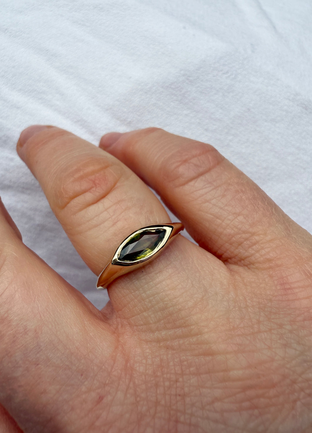 Transcend Ring 9ct Gold and Green Australian Sapphire