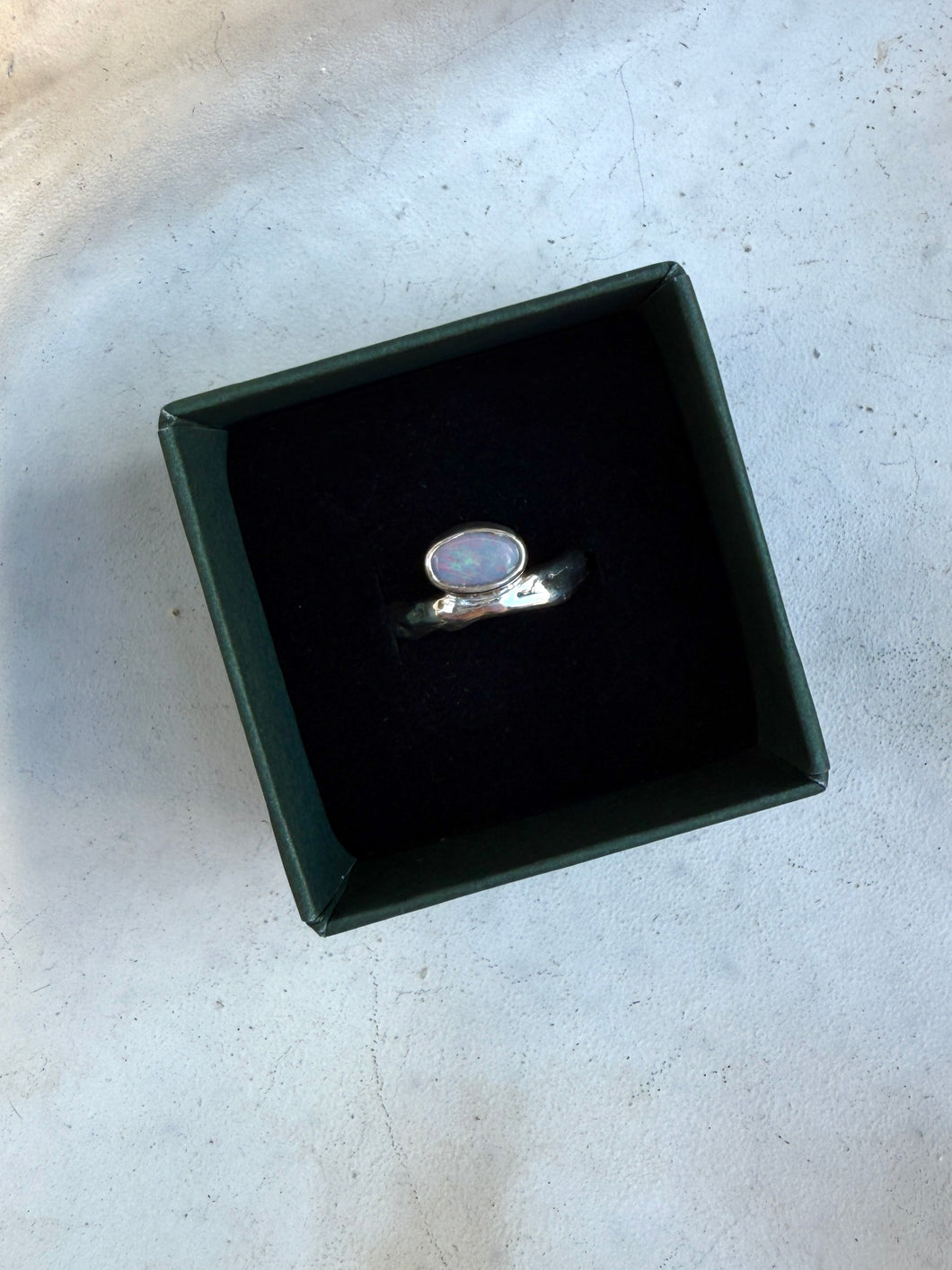 Pink Horizons Silver Opal Ring
