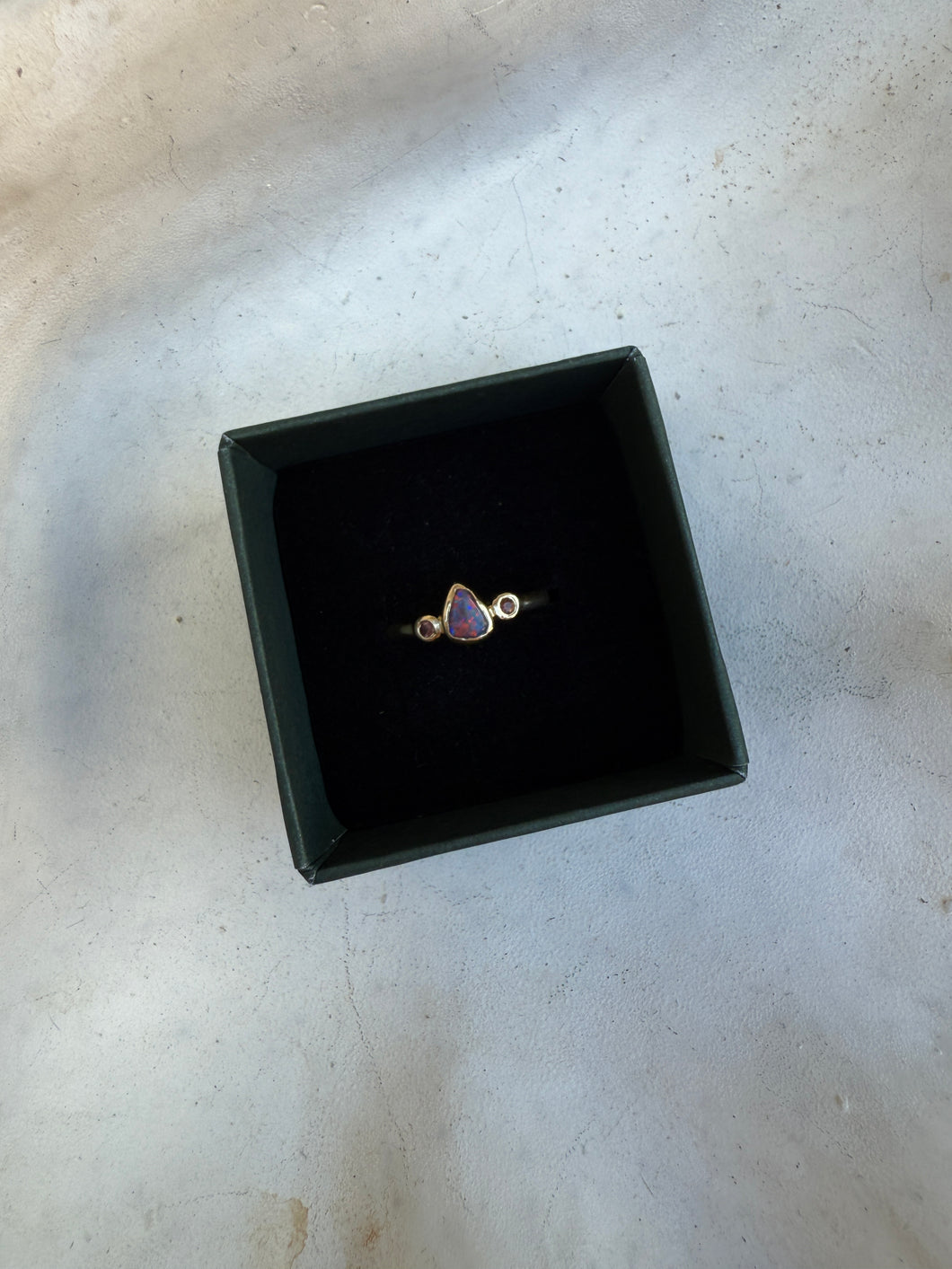 Golden Hour Australian Opal & Sapphire 9ct gold ring