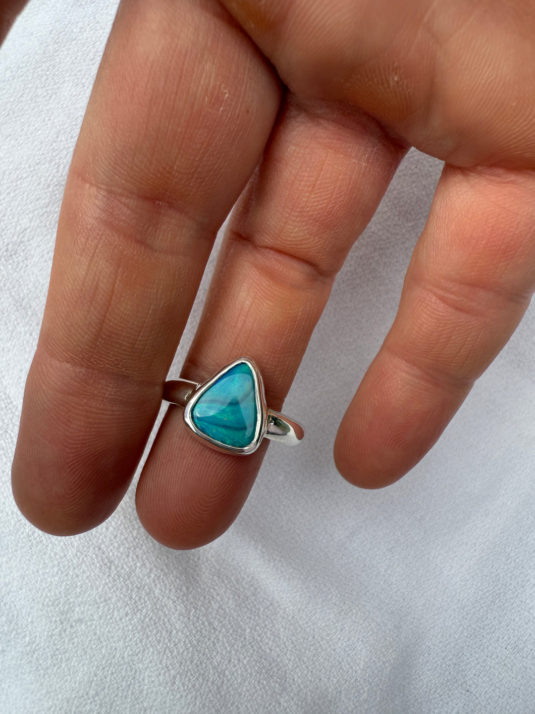 Glacial Opal Silver Ring
