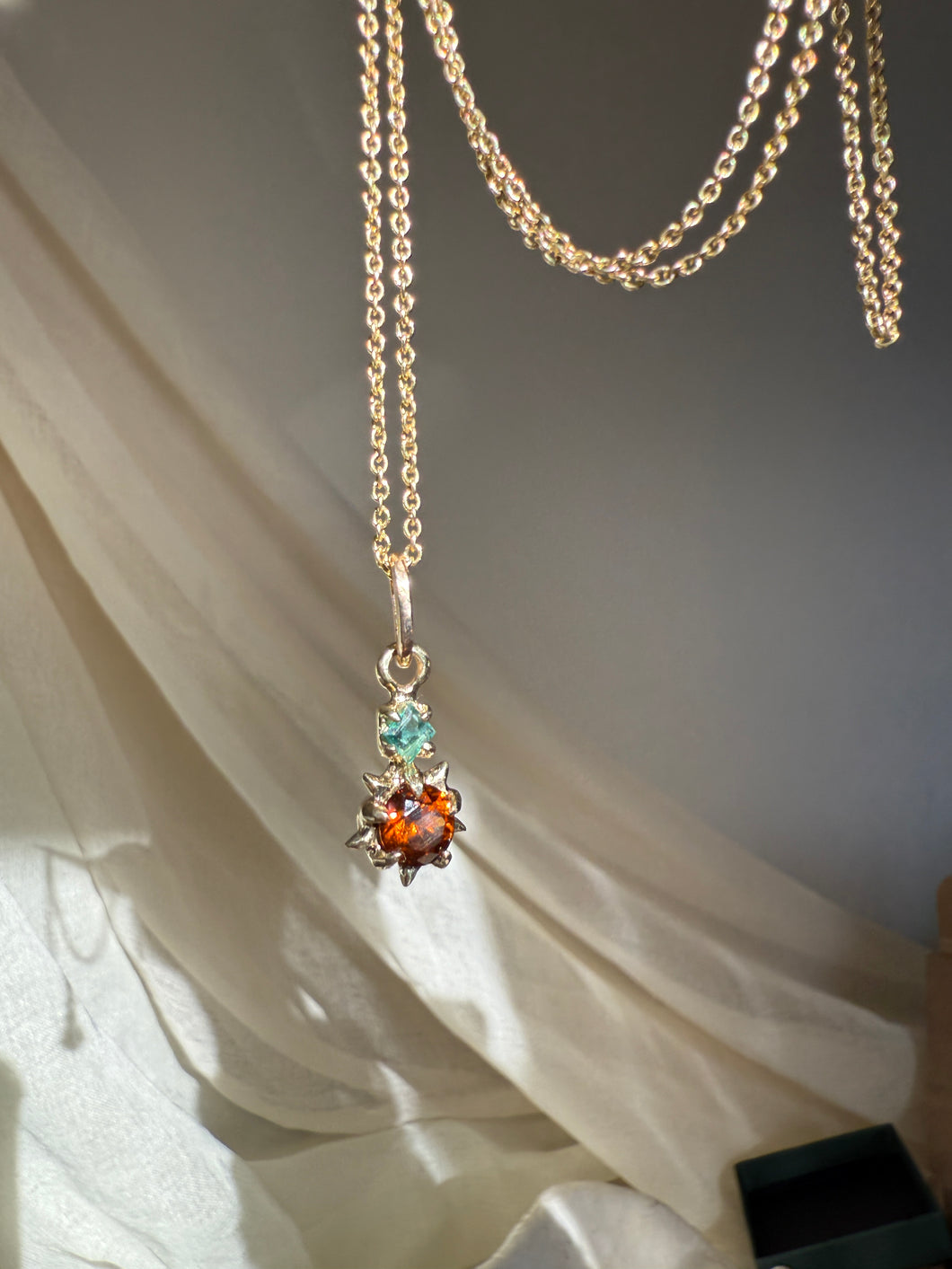 Into the Wild 9ct Gold Natural Zircon & Emerald Chain