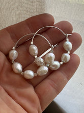 Load image into Gallery viewer, Pearl Hoop Earrings
