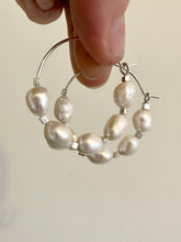 Load image into Gallery viewer, Pearl Hoop Earrings
