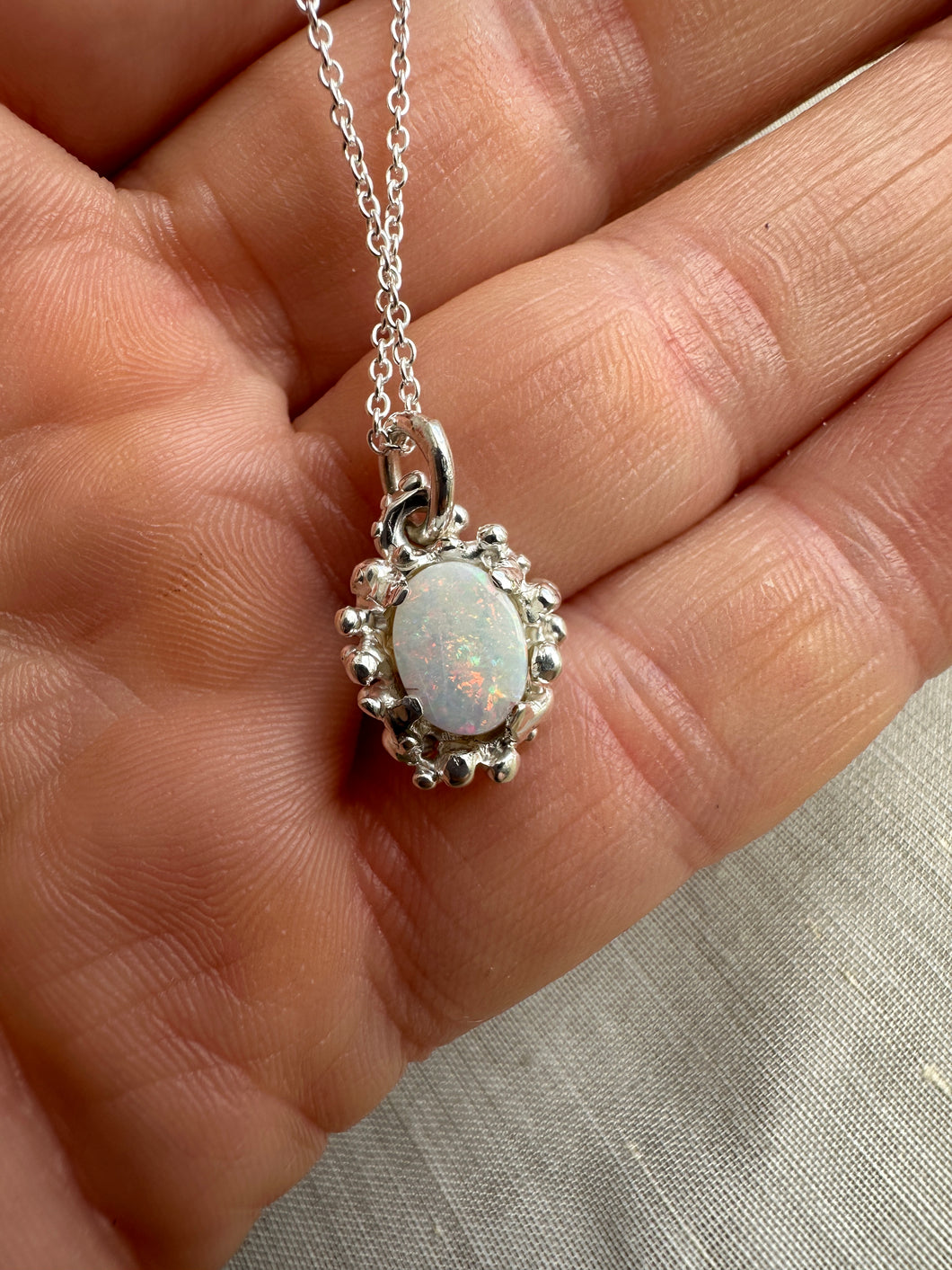 Effervescence Opal and Silver Pendant