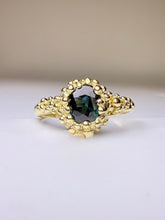 Load image into Gallery viewer, SEAFOAM DARKEST TEAL SAPPHIRE 9CT GOLD RING
