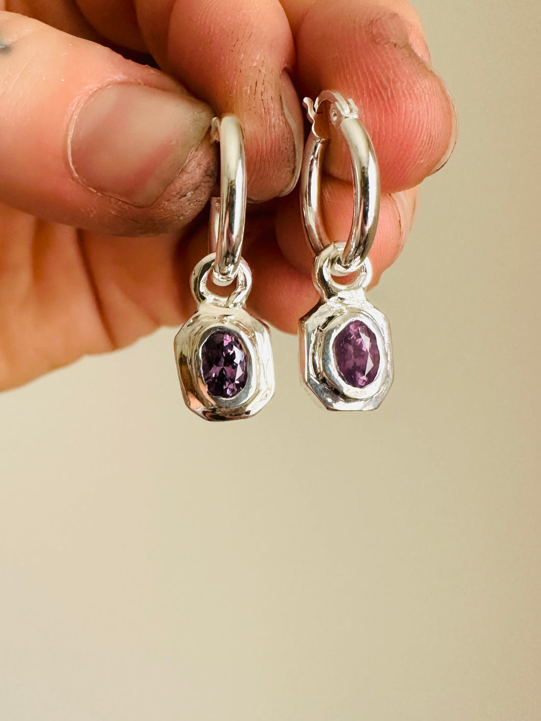 Lilac Portrait Spinel Ear Charms