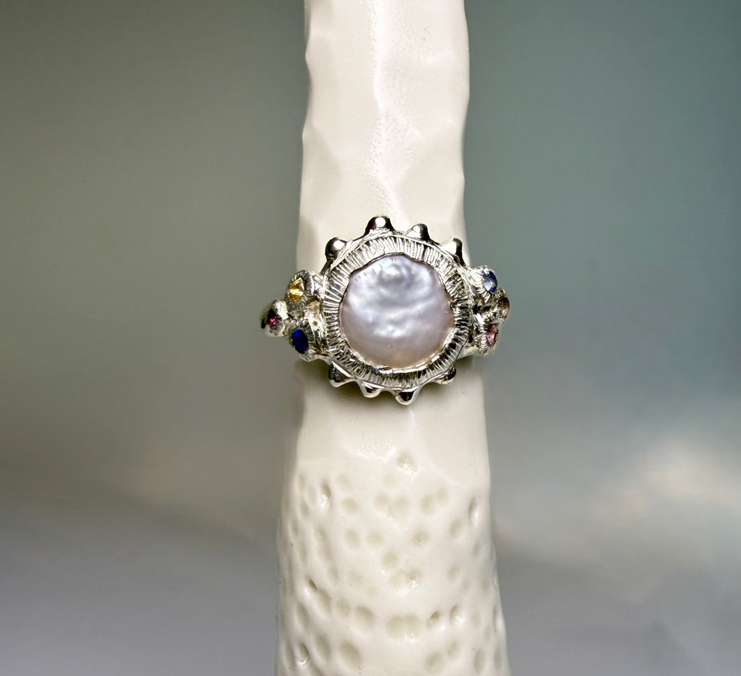 ANEMONE SILVER & PEARL RING