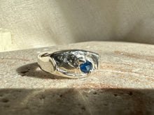 Load image into Gallery viewer, DEEP BLUE ORGANIC Sapphire Signet Ring size O
