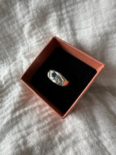 Load image into Gallery viewer, DEEP BLUE ORGANIC Sapphire Signet Ring size O
