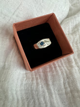 Load image into Gallery viewer, DEEP BLUE ORGANIC Sapphire Signet Ring size O
