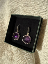 Load image into Gallery viewer, Eden Amethyst Silver Hoops
