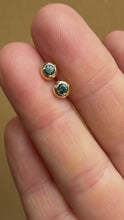 Load and play video in Gallery viewer, Forrest Green Australian Sapphire 9ct Gold Studs
