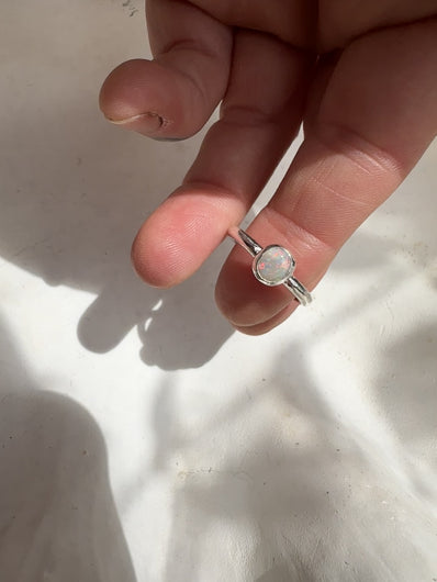 Australian opal ring in the sun